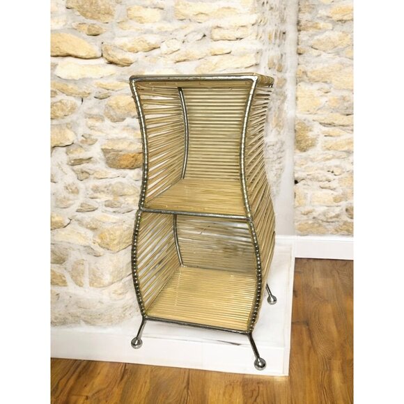 Vintage MCM Vinyl Tube 2 Tier Desk Top Shelf - Picture 3 of 10